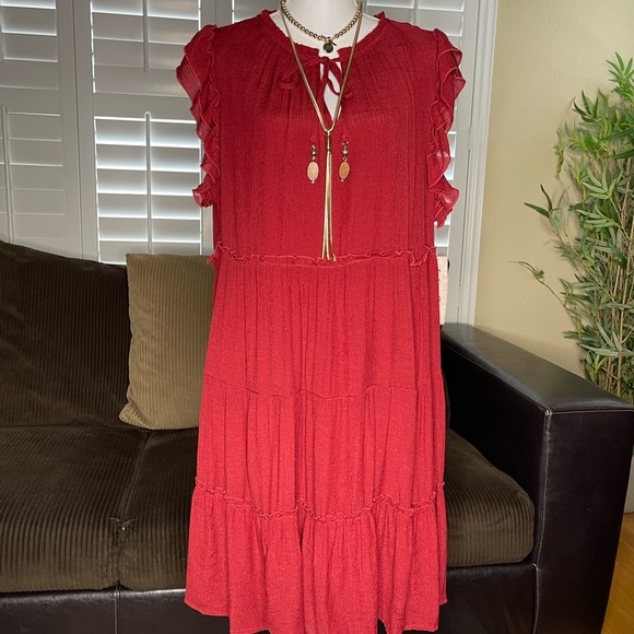 Indigo Rose Red Ruffle Dress - Picture 7 of 13